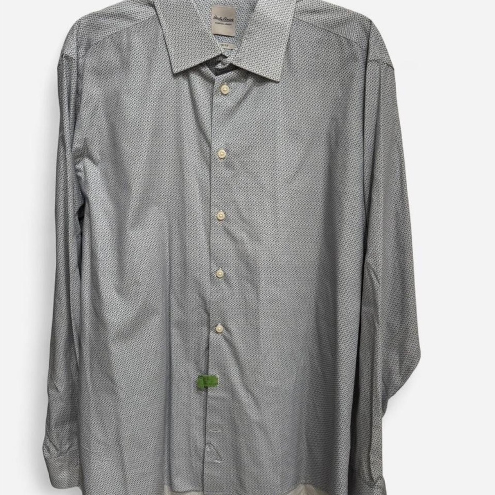 Designer Mens XL Hardy Amies Paisley pattern  Blue Dress Shirt button down